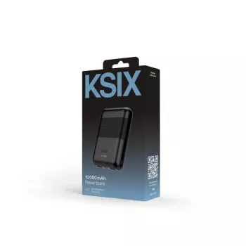 KSIX Powerbank Mini 10000mAh 10W con cavo USB-A USB-C nero