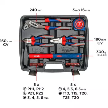 KWB 370733 set di utensili fai da te da 42 pezzi in valigetta (29x34x7 cm)