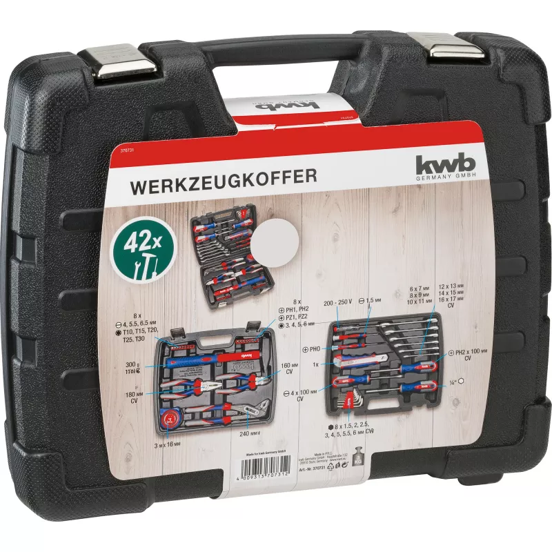 KWB 370733 set di utensili fai da te da 42 pezzi in valigetta (29x34x7 cm)