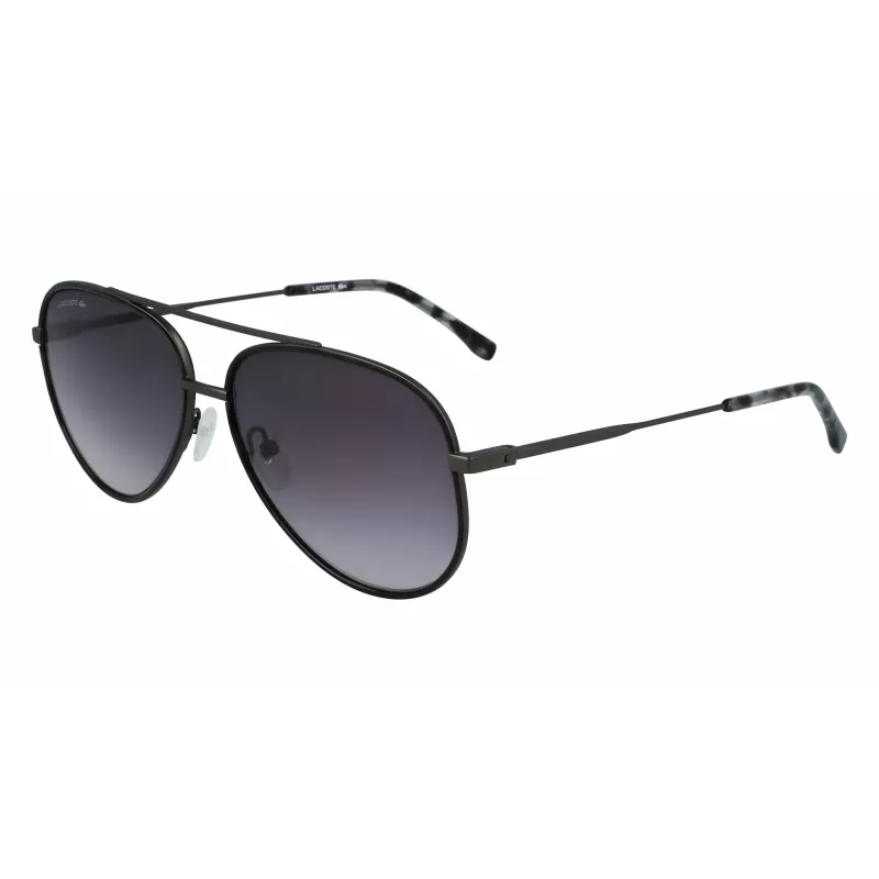 Lacoste L247S021 Occhiali da sole uomo - Montatura nera, lenti grigie, 59 mm