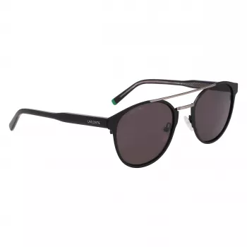 Lacoste L263S-2 Occhiali da sole da uomo rettangolari - montatura nera, lenti grigie, 53 mm