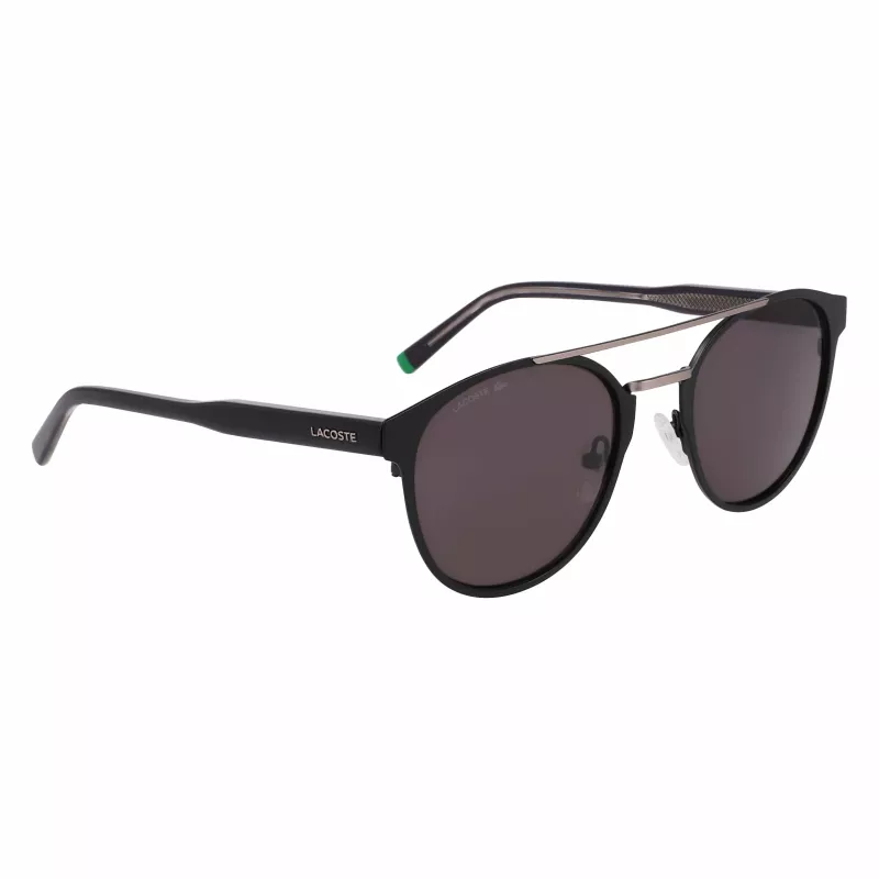 Lacoste L263S-2 Occhiali da sole da uomo rettangolari - montatura nera, lenti grigie, 53 mm
