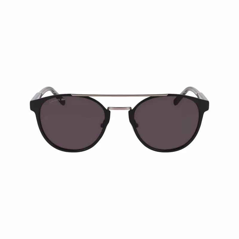 Lacoste L263S-2 Occhiali da sole da uomo rettangolari - montatura nera, lenti grigie, 53 mm