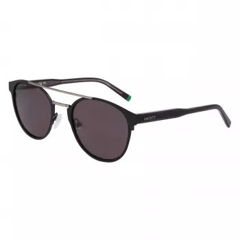 Lacoste L263S-2 Occhiali da sole da uomo rettangolari - montatura nera, lenti grigie, 53 mm