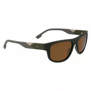Lacoste L6042S-275 occhiali da sole uomo rettangolari in acetato Havana marrone 55/17/145 mm