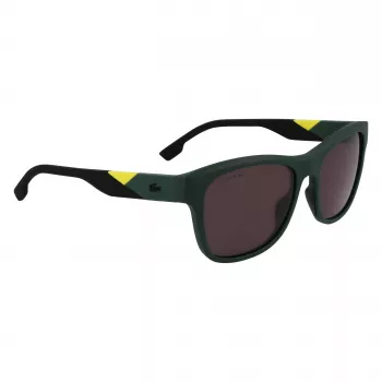 Lacoste L6043S-301 Occhiali da sole uomo rettangolari - montatura verde, lenti grigie, 56/18/145 mm