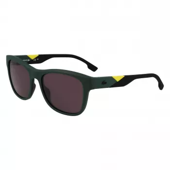 Lacoste L6043S-301 Occhiali da sole uomo rettangolari - montatura verde, lenti grigie, 56/18/145 mm