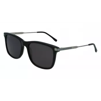 Lacoste L960S Occhiali da sole uomo, squadrati - montatura nera, lenti verdi, 56/18/140 mm, UV400