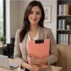 LEAN portablocco A4 con copertura, clip in metallo, plastica rosa