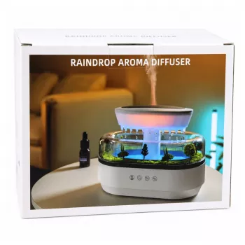 LEAN umidificatore diffusore di aromi effetto pioggia luce LED con alimentatore