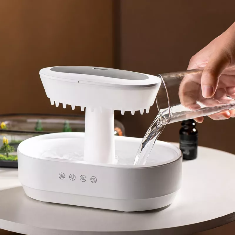 LEAN umidificatore diffusore di aromi effetto pioggia luce LED con alimentatore