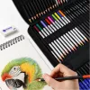 LEAN Set per disegno e schizzo, set completo da 74 pezzi con matite in grafite, matite colorate, pastelli a olio, carboncino e astuccio con zip