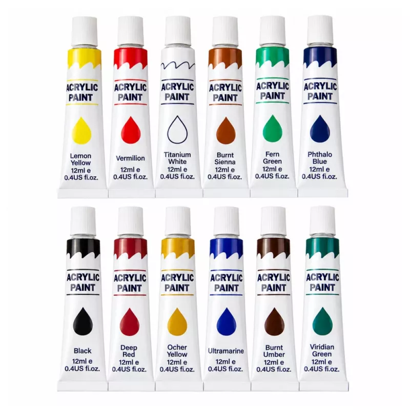 LEAN Set di colori acrilici artistici 24 colori 12 ml