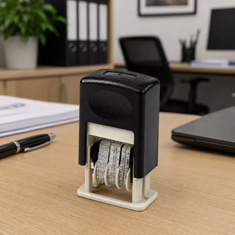 LEAN Timbro datario automatico regolabile per ufficio nero