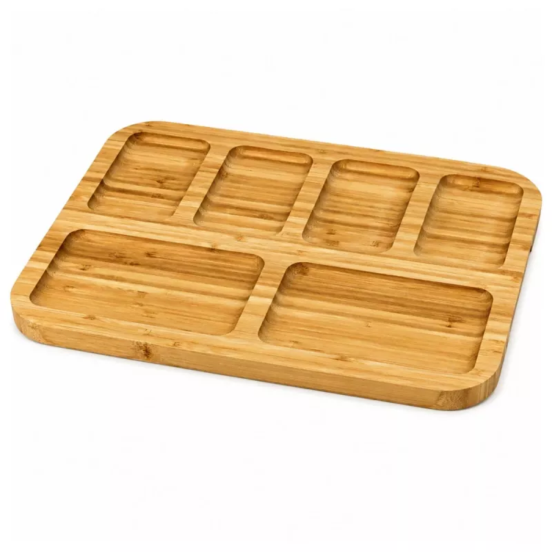 LEAN Vassoio in bambù con scomparti per servire 36 x 28cm