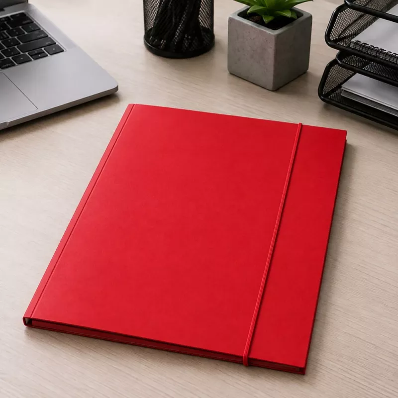 LEAN cartella in cartone con elastico, lucida, A4, 300 g/m², rosso