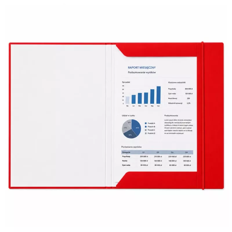 LEAN cartella in cartone con elastico, lucida, A4, 300 g/m², rosso