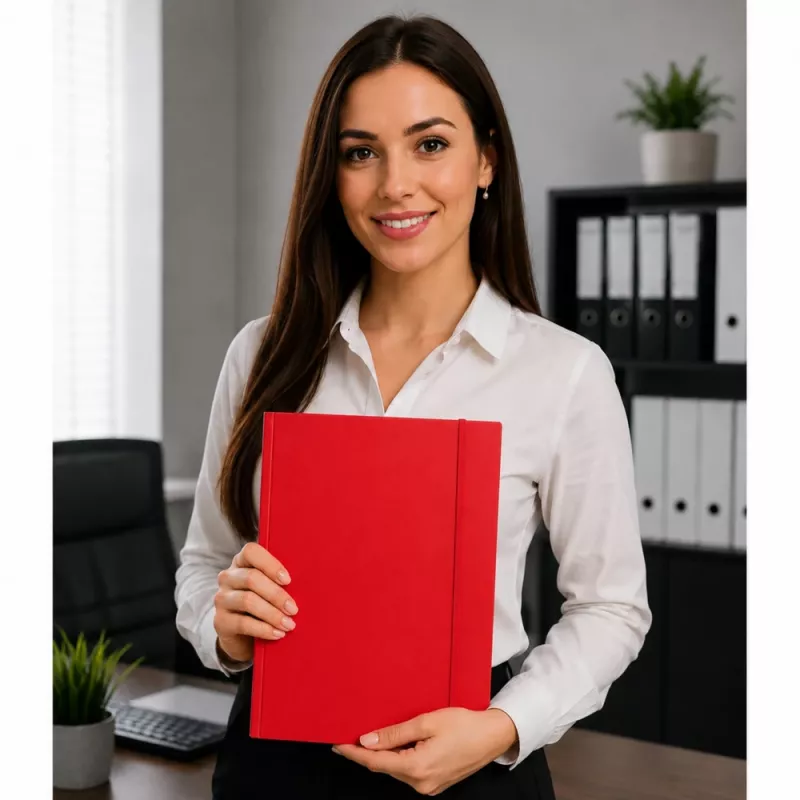 LEAN cartella in cartone con elastico, lucida, A4, 300 g/m², rosso