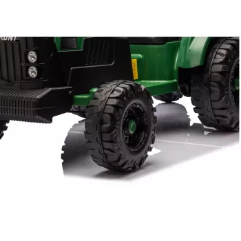 LEAN CARS trattore a batteria 24V con rimorchio verde scuro - CH9959B