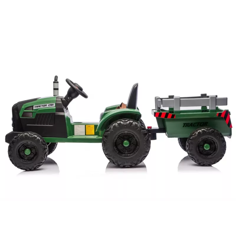 LEAN CARS trattore a batteria 24V con rimorchio verde scuro - CH9959B