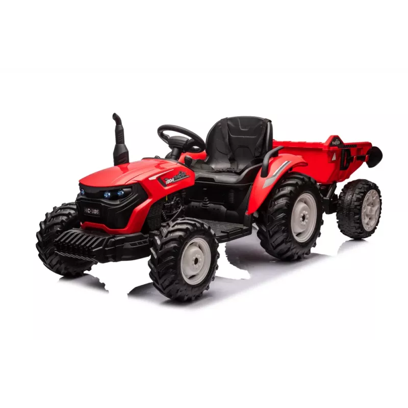 LEAN CARS trattore a batteria 24V HC-306 rosso con rimorchio