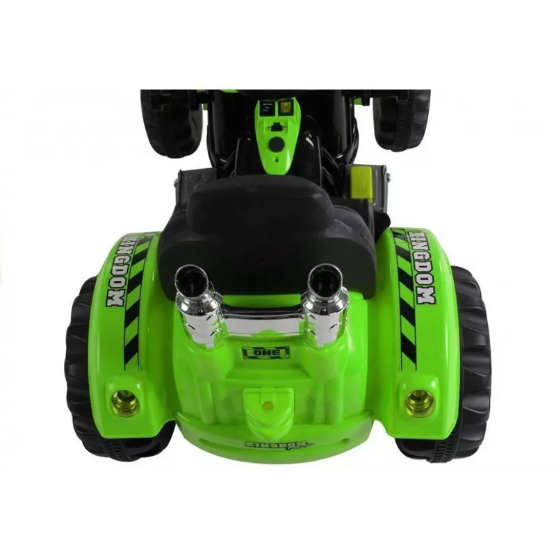 LEAN CARS Trattore a batteria con cassone posteriore, escavatore, verde 3404