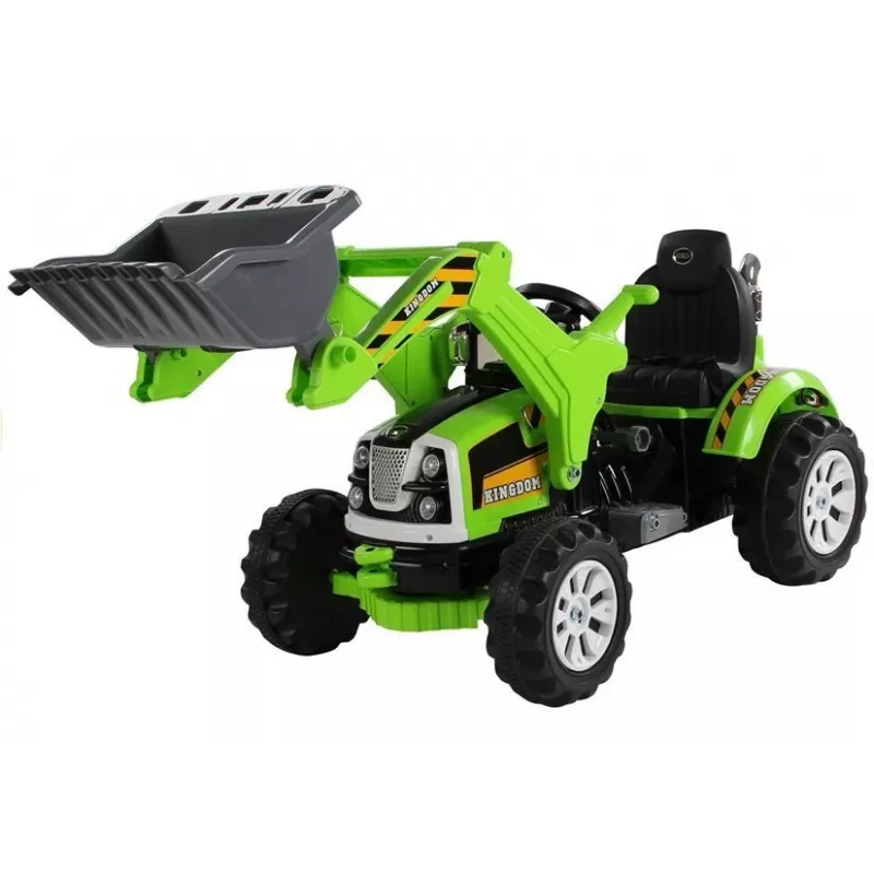 LEAN CARS Trattore a batteria con cassone posteriore, escavatore, verde 3404