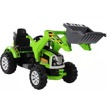 LEAN CARS Trattore a batteria con cassone posteriore, escavatore, verde 3404