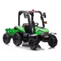 LEAN CARS trattore a batteria BLT-206 verde con rimorchio rimovibile, veicolo per bambini 12V per 3-8 anni, 2x45W, ruote EVA, telecomando