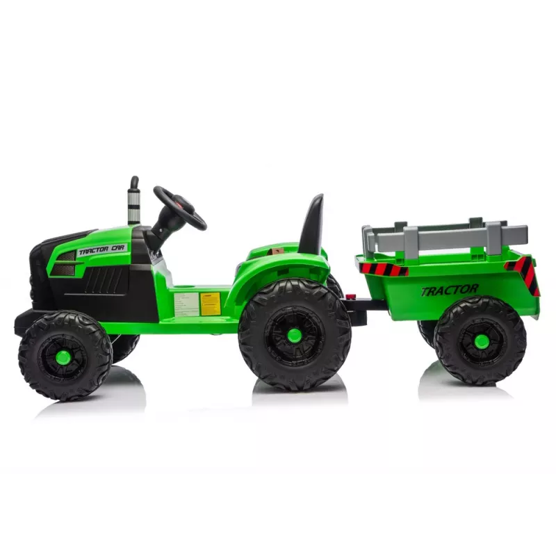 LEAN CARS CH9959B trattore a batteria con rimorchio verde chiaro 24V