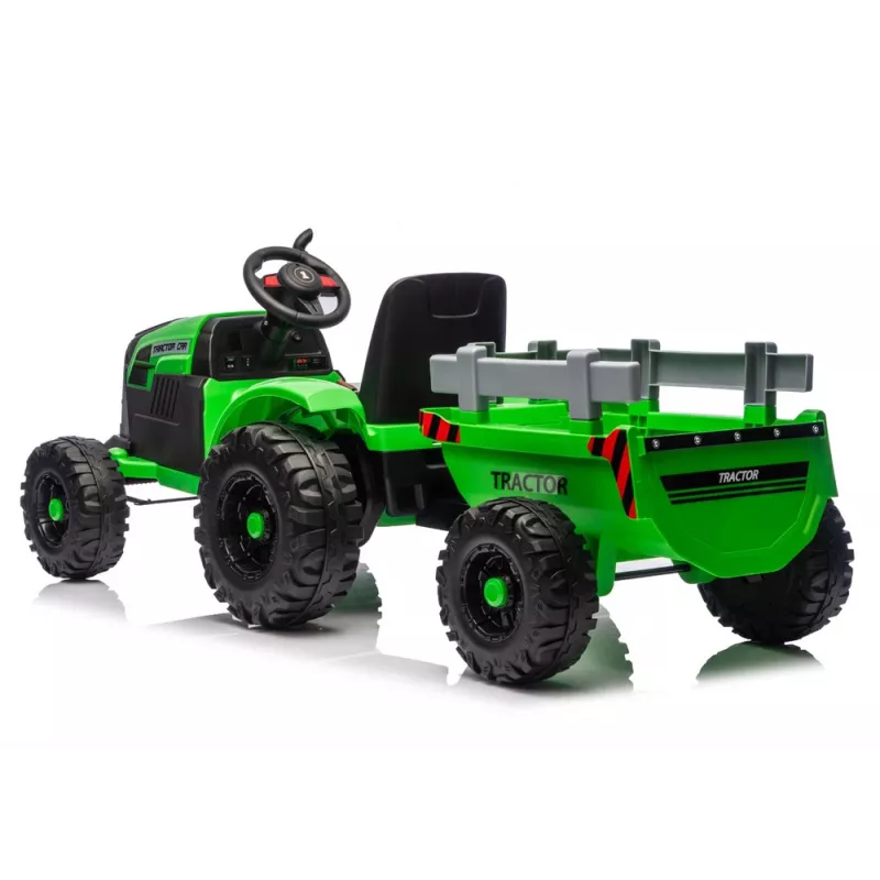 LEAN CARS CH9959B trattore a batteria con rimorchio verde chiaro 24V