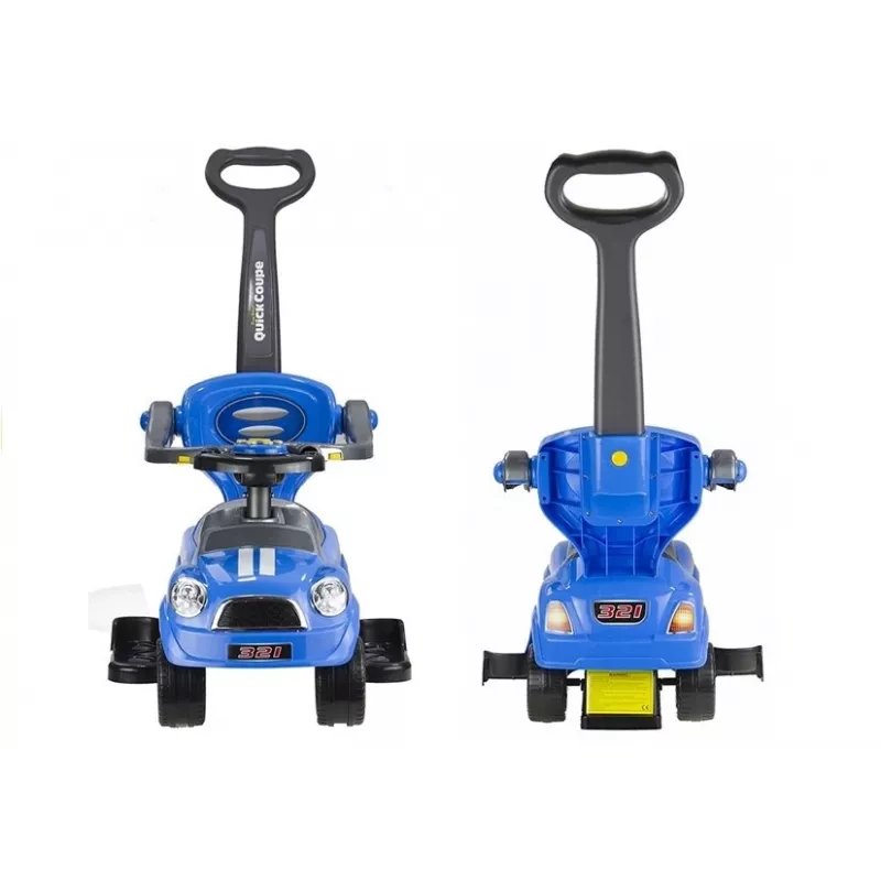 LEAN CARS Coupe Car ride on manuale con maniglione per genitori - blu