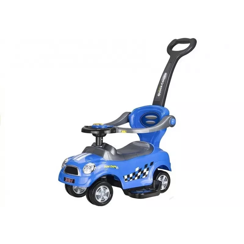 LEAN CARS Coupe Car ride on manuale con maniglione per genitori - blu