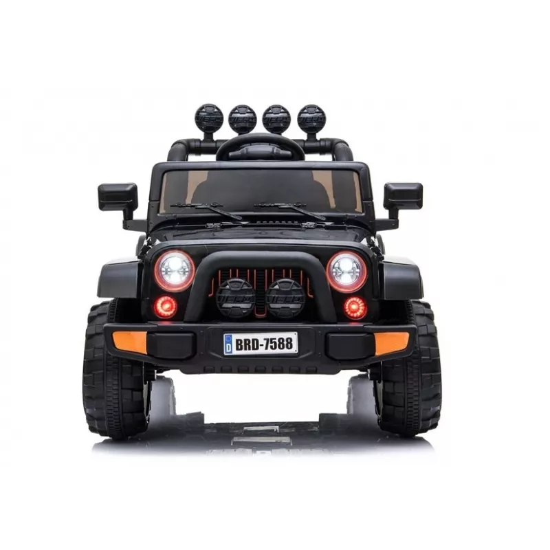 LEAN CARS Jeep elettrica per bambini BRD-7588 con luci LED, MP3, telecomando, nera 4x4