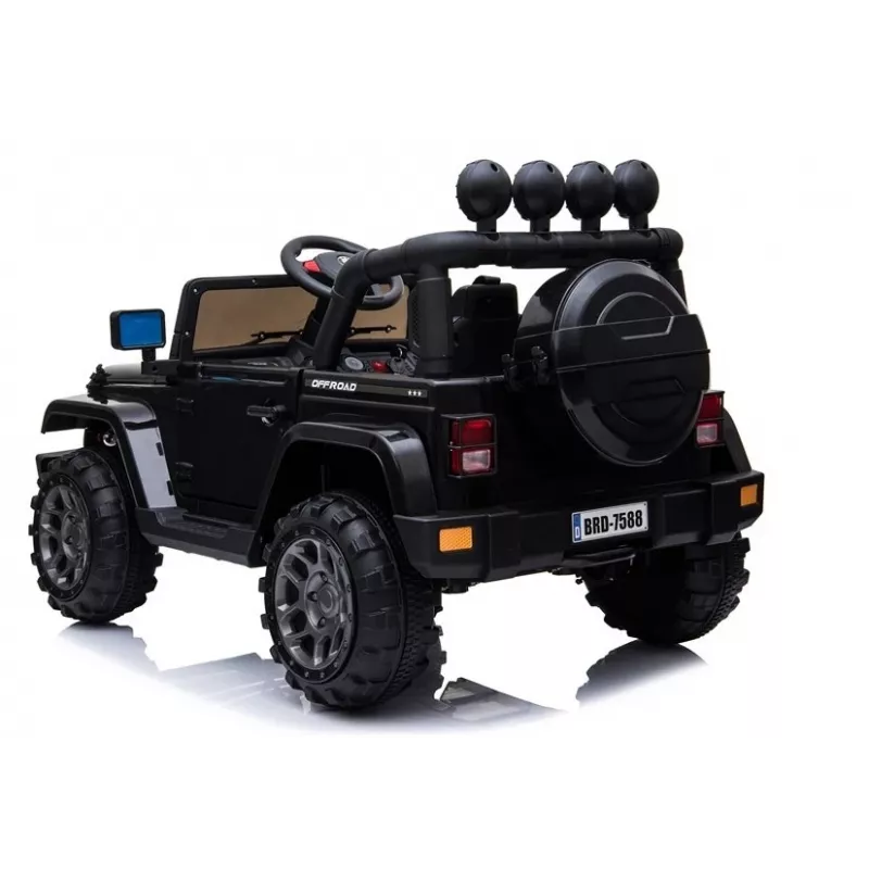 LEAN CARS Jeep elettrica per bambini BRD-7588 con luci LED, MP3, telecomando, nera 4x4