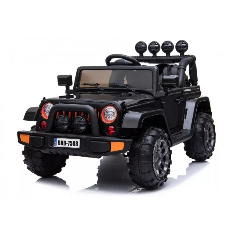 LEAN CARS Jeep elettrica per bambini BRD-7588 con luci LED, MP3, telecomando, nera 4x4
