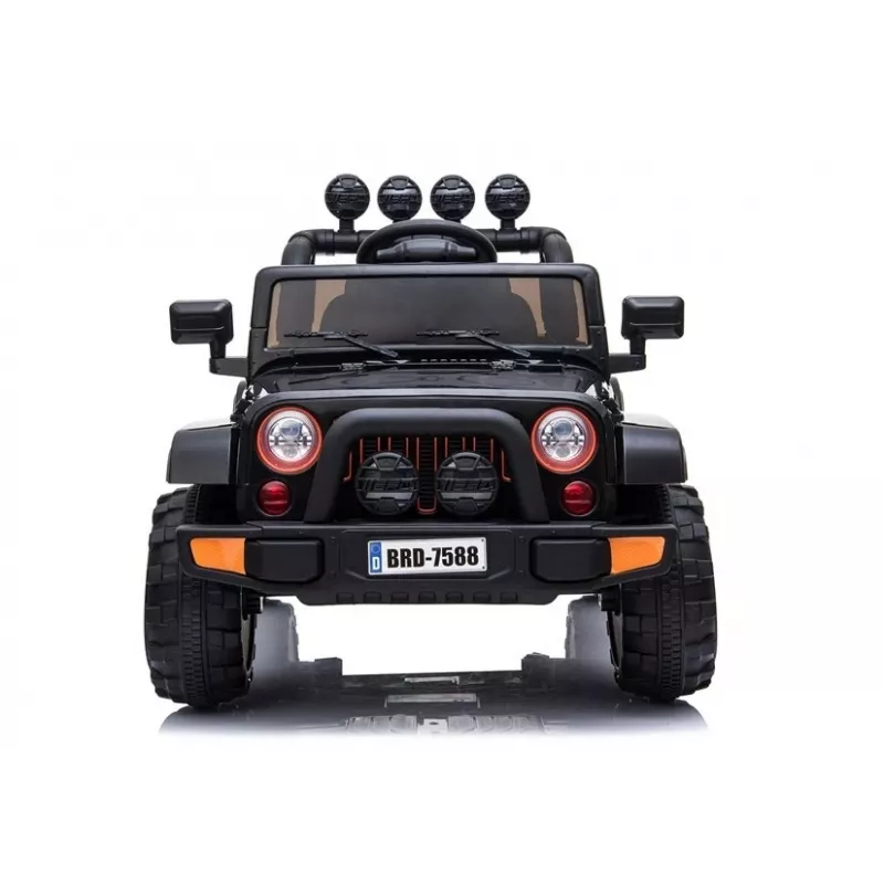 LEAN CARS Jeep elettrica per bambini BRD-7588 con luci LED, MP3, telecomando, nera 4x4