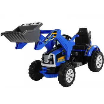 LEAN CARS Trattore a pedali elettrico con escavatore a benna blu