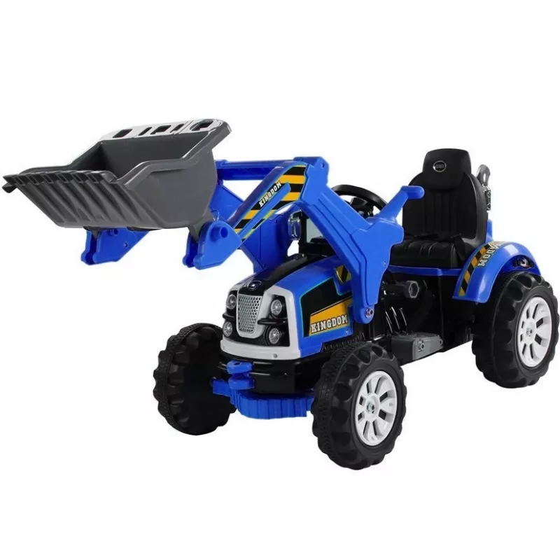 LEAN CARS Trattore a pedali elettrico con escavatore a benna blu