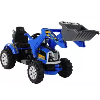 LEAN CARS Trattore a pedali elettrico con escavatore a benna blu