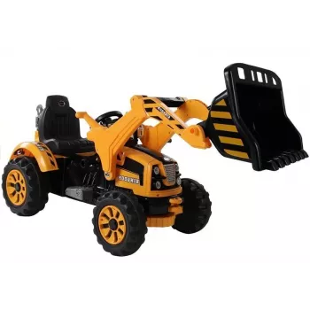 LEAN CARS Trattore a pedali elettrico con escavatore a benna arancione