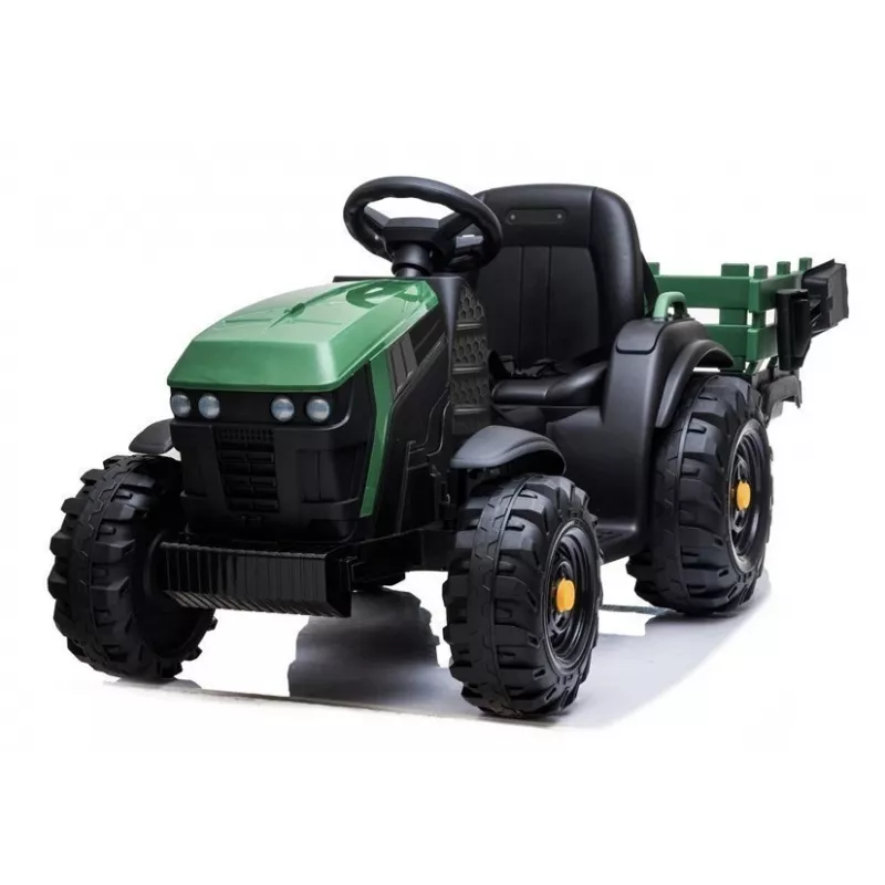 LEAN CARS Trattore Elettrico con Rimorchio BDM0925 Verde Militare