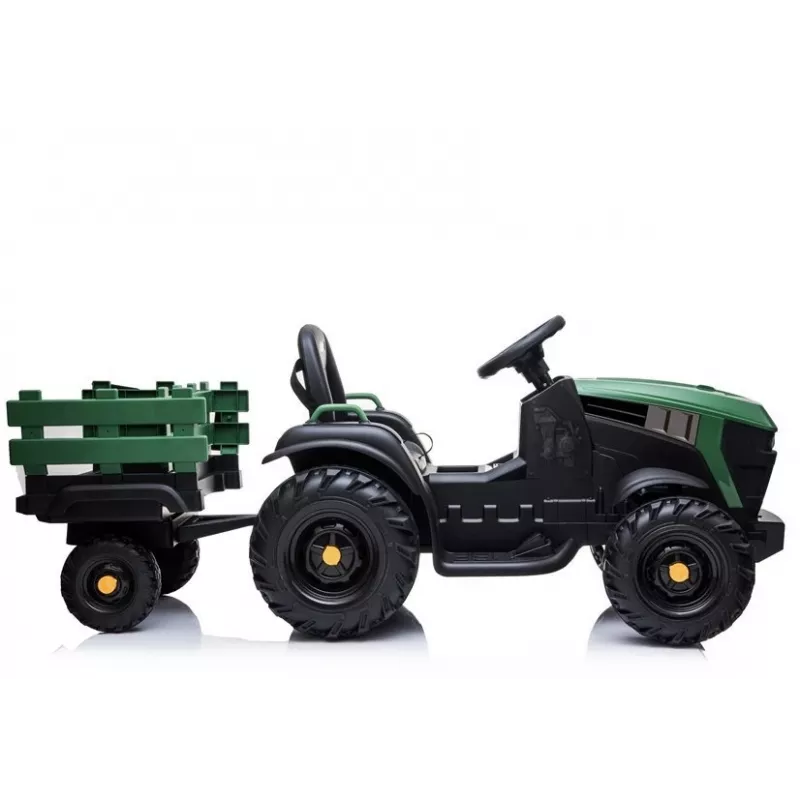 LEAN CARS Trattore Elettrico con Rimorchio BDM0925 Verde Militare