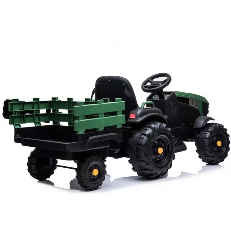 LEAN CARS Trattore Elettrico con Rimorchio BDM0925 Verde Militare