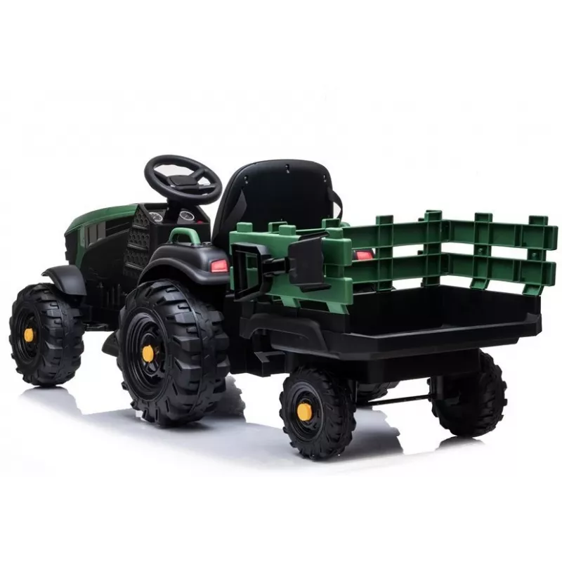 LEAN CARS Trattore Elettrico con Rimorchio BDM0925 Verde Militare