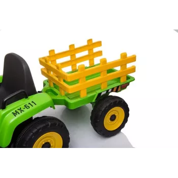 LEAN CARS Trattore a pedali elettrico con rimorchio XMX611 luci LED verde