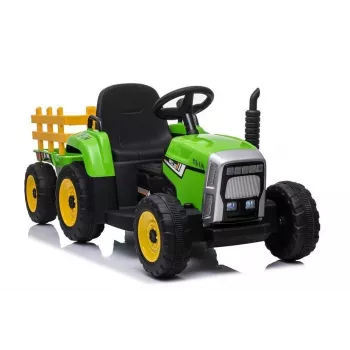 LEAN CARS Trattore a pedali elettrico con rimorchio XMX611 luci LED verde