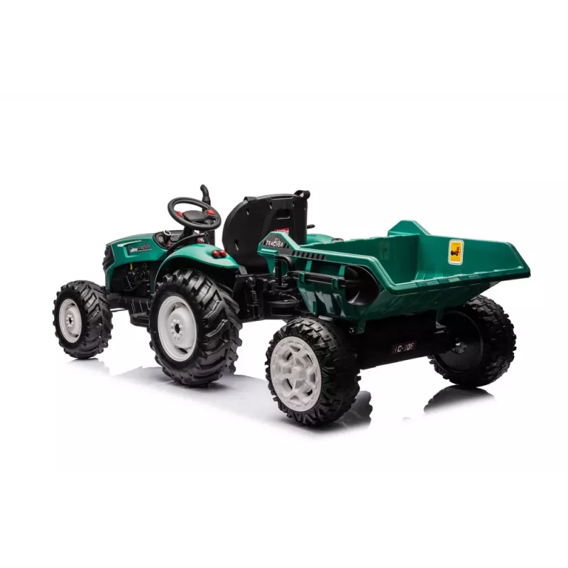 LEAN CARS HC-306 trattore a batteria con rimorchio verde scuro 24V