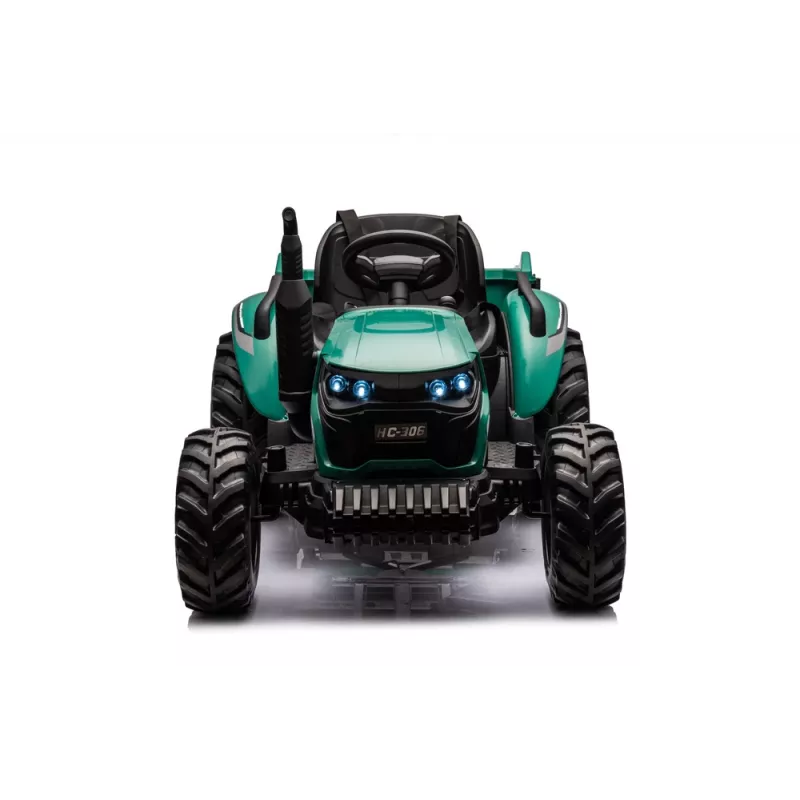 LEAN CARS HC-306 trattore a batteria con rimorchio verde scuro 24V