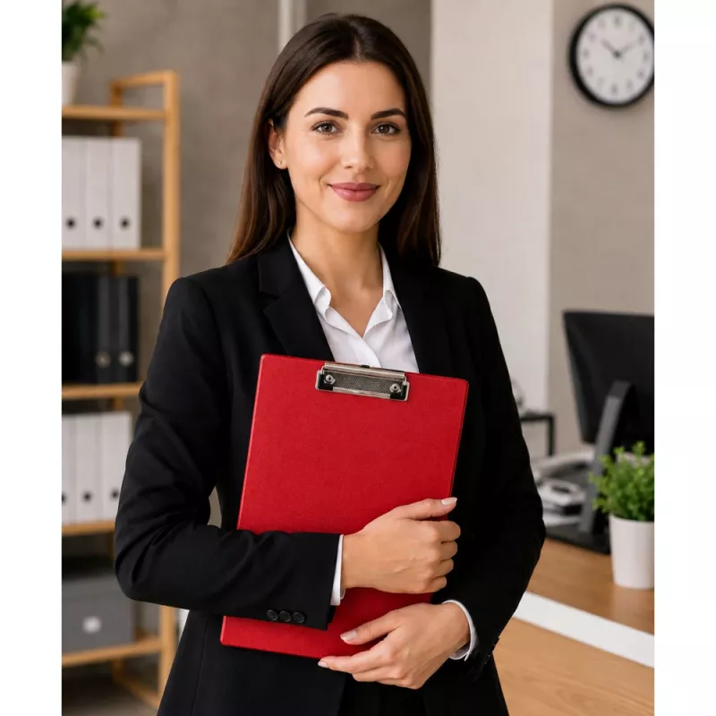 LEAN Portablocco con clip in metallo per scrivere A4 rosso